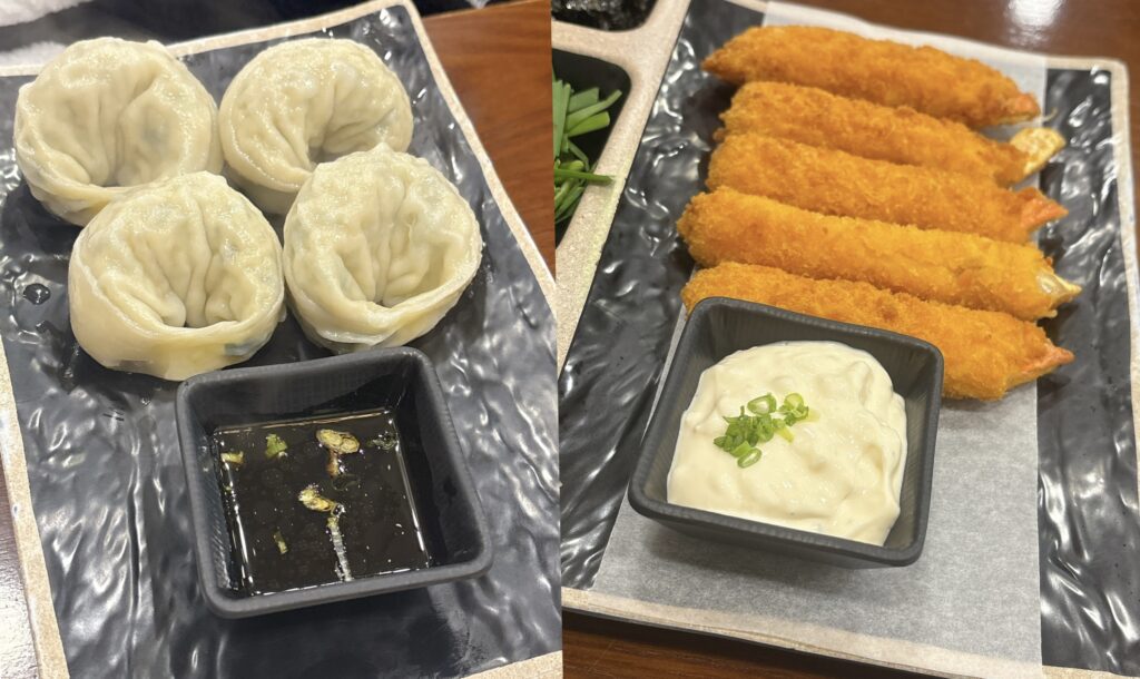 左：マンドゥ　右：カニクリームコロッケ