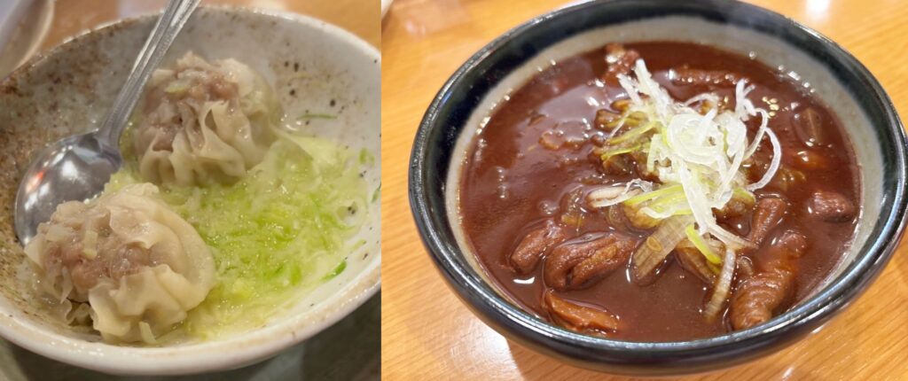 （左）：焼売　（右）：どて煮