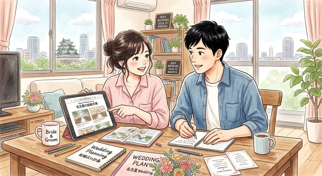 結婚式について話し合う